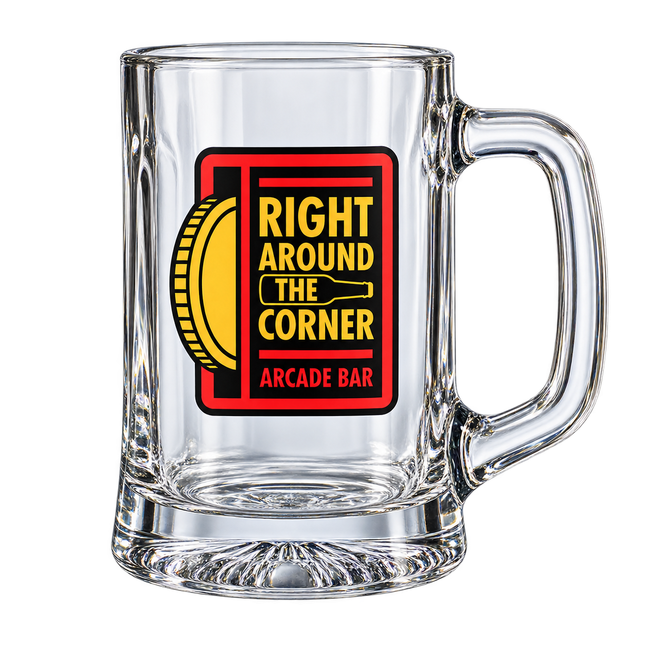Design preview: Clear handled beer stein with the RATC logo