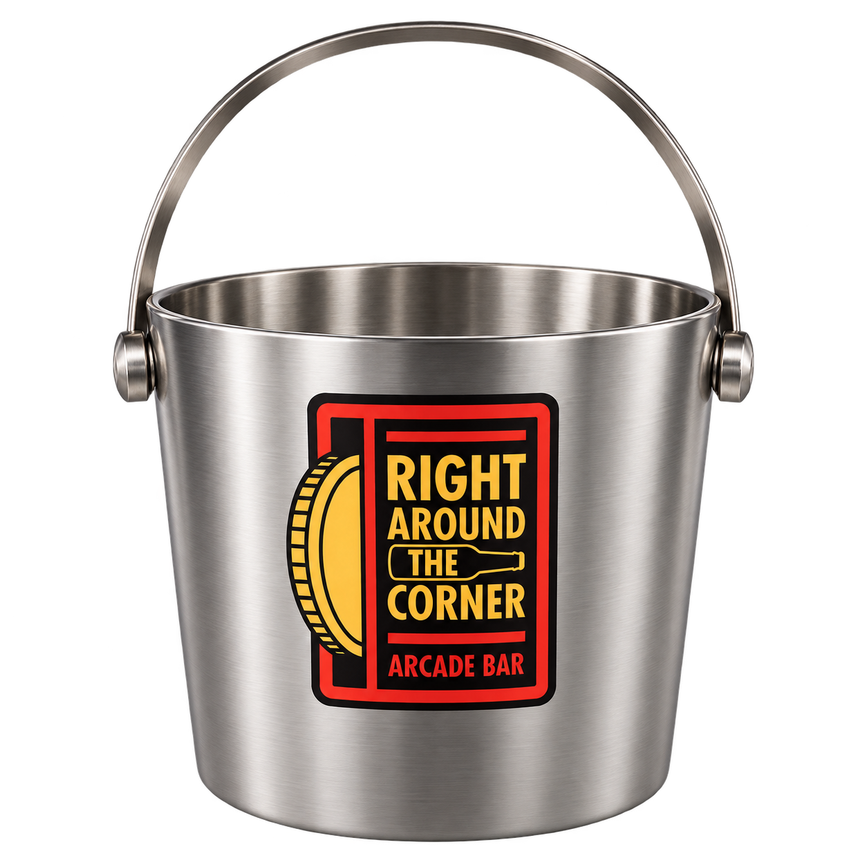 Design preview: Metal ice bucket with a handle and the RATC logo