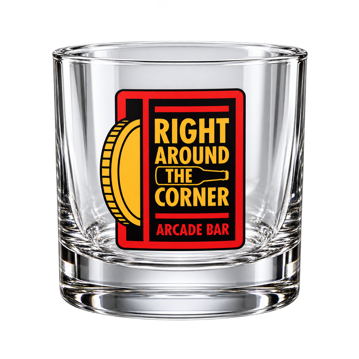 Design preview: Short clear rocks glass with the RATC logo
