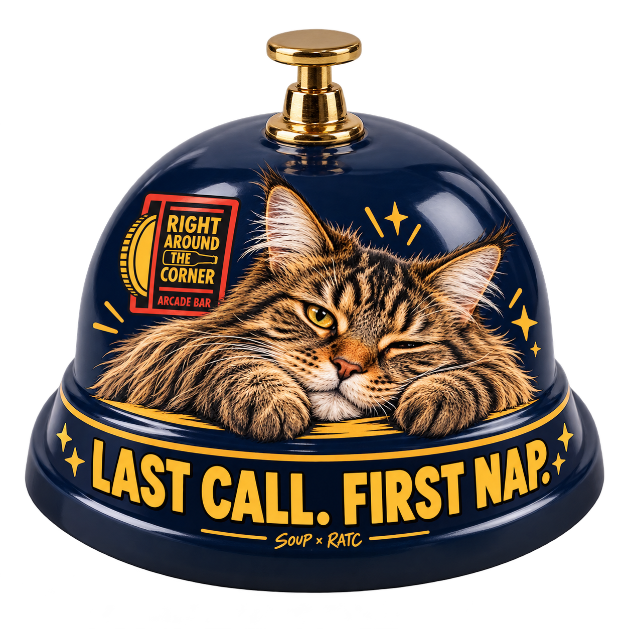 Design preview: Service bell with sleepy Soup artwork on its base